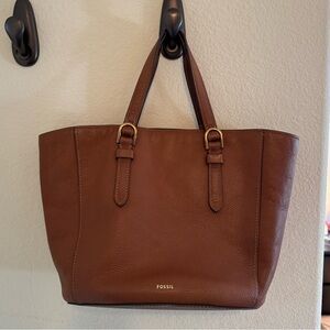 Fossil Rich Brown Leather Tote